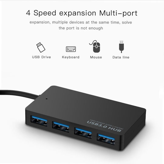 ATC USB 3.0 Хъб 4 порта с връзка USB-A Черен