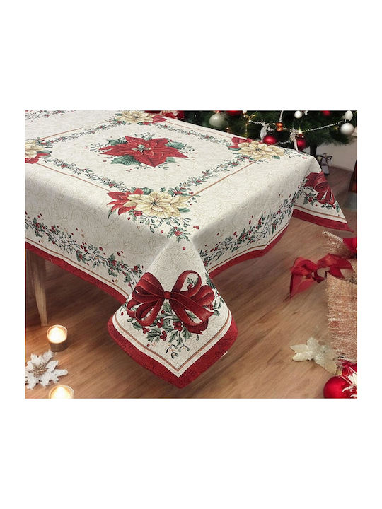 Linea Home Ribbon Set Christmas Tablecloths Fabric Beige 2pcs