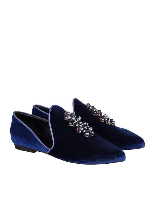Women's Moccasins in Navy Blue Color