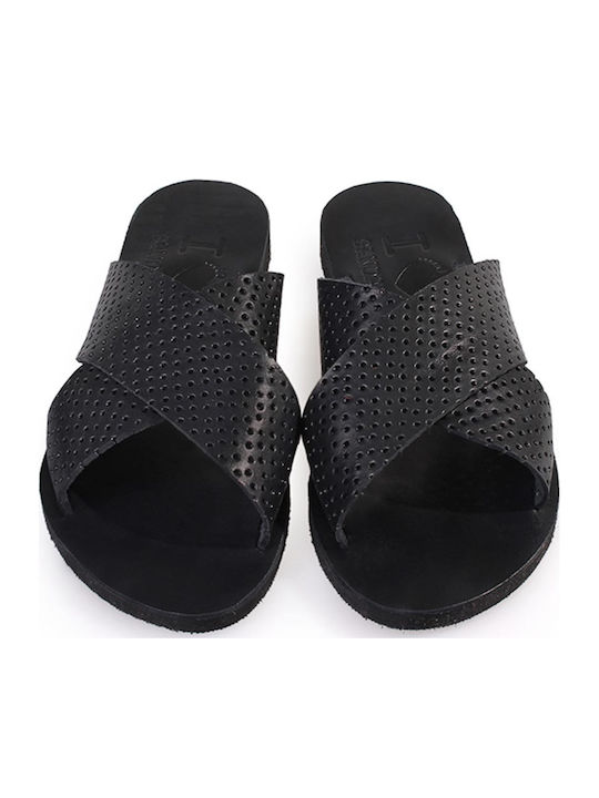 Flache Sandalen für Damen in Schwarz Farbe