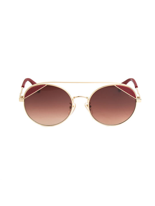 Police Women's Sunglasses with Rose Gold Metal Frame and Burgundy Gradient Lens SPLA94 300Y