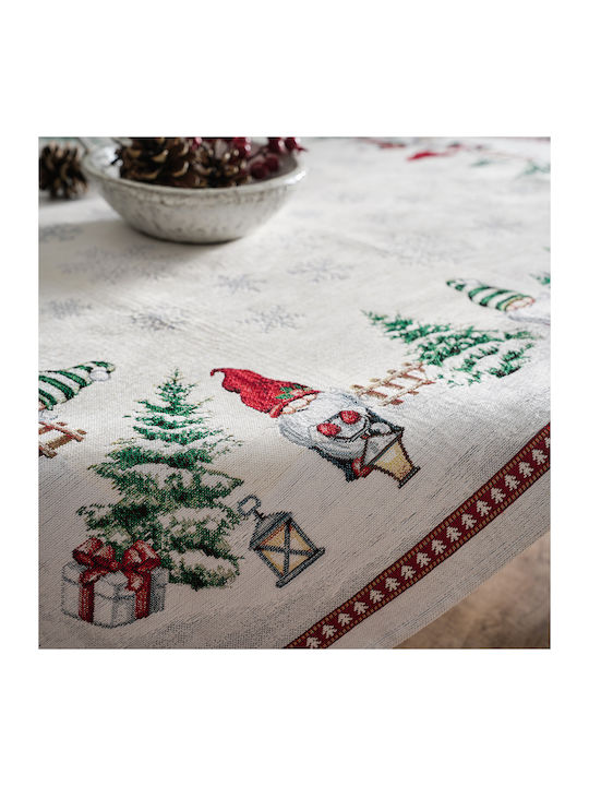 Gofis Home Christmas Tablecloth Metallic White L170xW135cm.