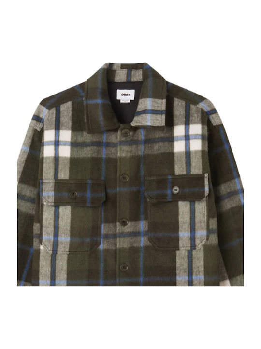 Stanton Дълъг Ръкав Лен Overshirt в Стандартна Кройка Каки