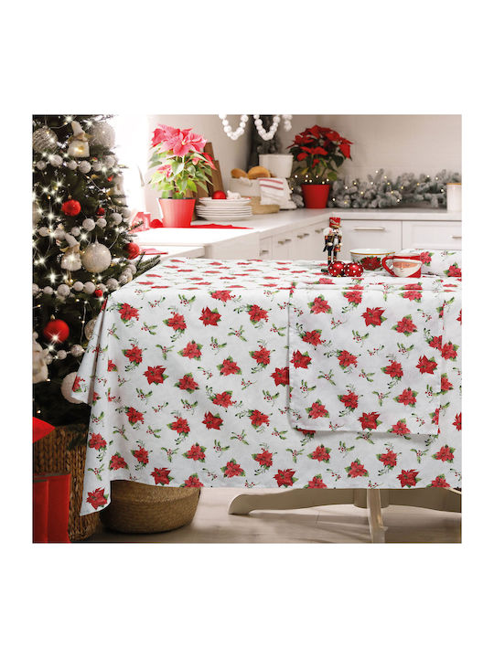 Das Home Weihnachtlich Tischtuch Stoff Rot L240xB140cm.