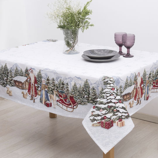 Dimeco Christmas Tablecloth Square Fabric Gray L100xW100cm.
