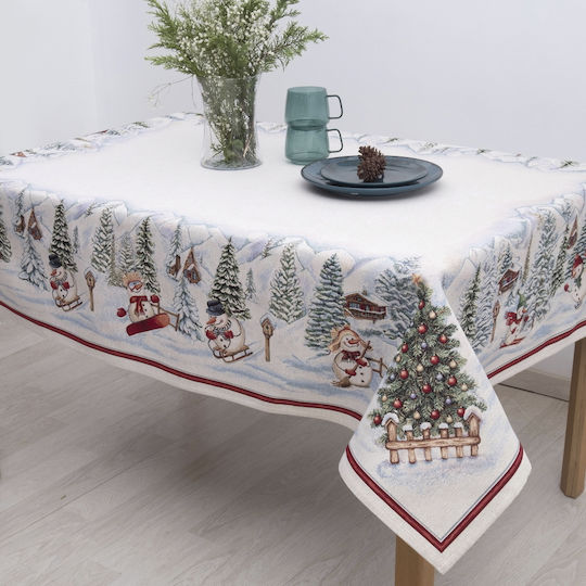 Dimeco Christmas Tablecloth Square Fabric Gray L100xW100cm.
