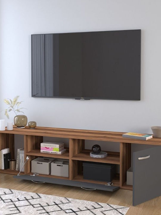 TV Stand Wooden Girit Walnut - Anthracite L181.3xW41xH46.2cm