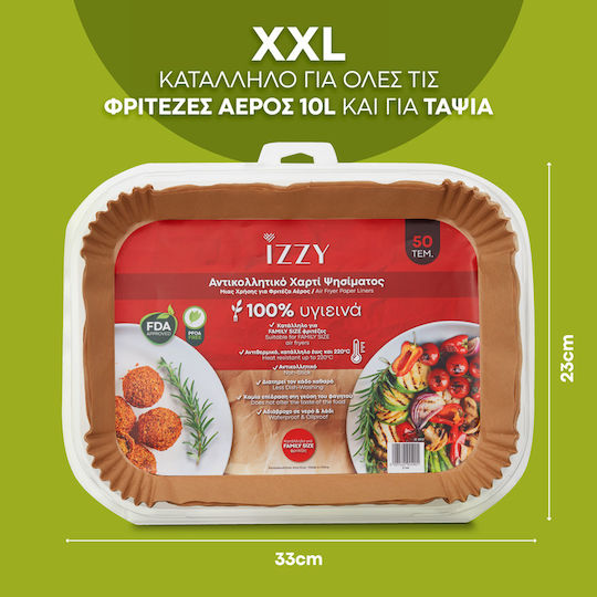 Izzy IZ-8251 Non-stick Papers for Air Fryer 33x23cm 50pcs