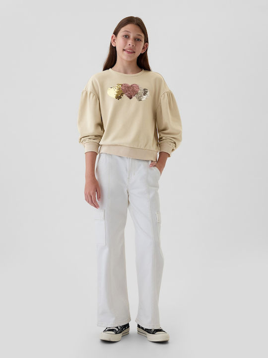 Kinder-Sweatshirt Beige Graphic