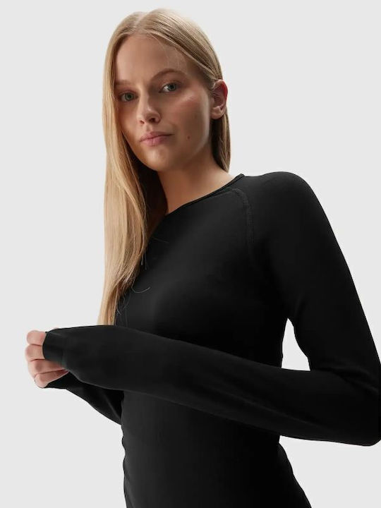 4F Damen Thermo Langarmshirt Schwarz