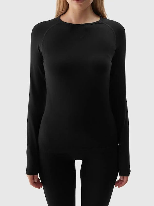 4F Damen Thermo Langarmshirt Schwarz