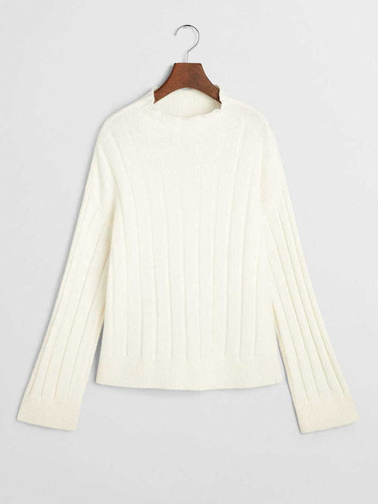 Damen Langarm Pullover Wolle Gestreift Beige