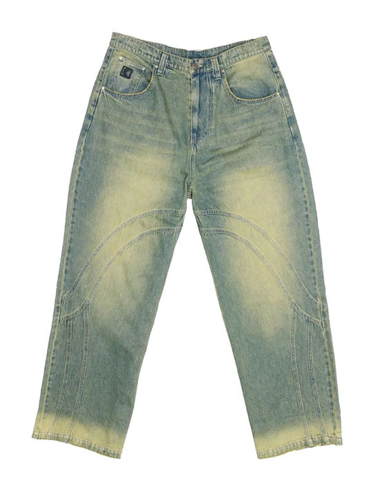 Ανδρικό Παντελόνι Τζιν με Loose Baggy Εφαρμογή Green