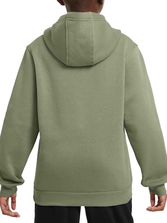 Fleece Kids Sweatshirt with Hood and Pockets Oil Green Sportswear Club