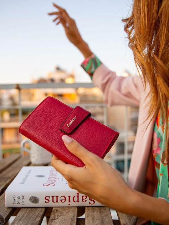 Large Leather Women's Wallet with RFID Burgundy