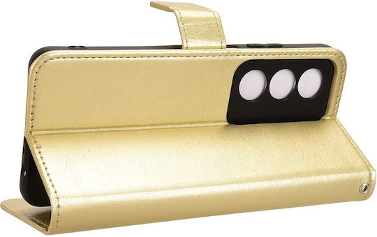 Wallet Synthetic Leather / Plastic / Silicone Gold (Oppo A80 5G)