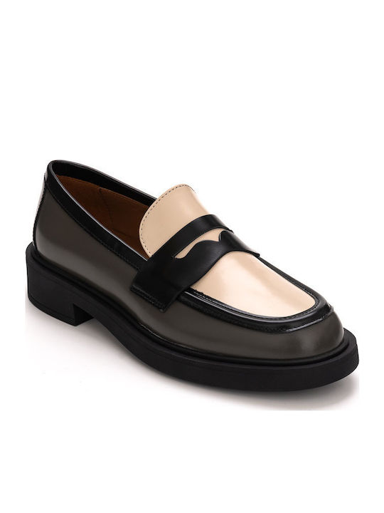 Δερμάτινα Γυναικεία Loafers σε Γκρι Χρώμα