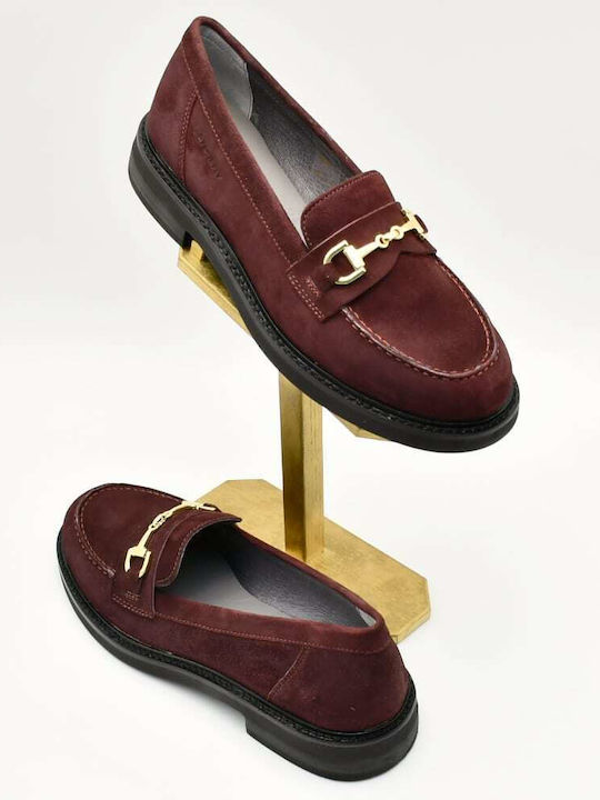 Δερμάτινα Γυναικεία Loafers σε Μπορντό Χρώμα