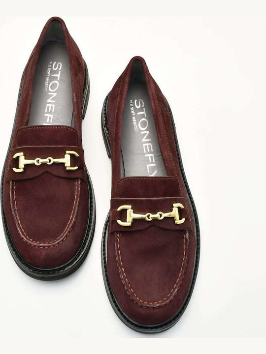 Δερμάτινα Γυναικεία Loafers σε Μπορντό Χρώμα
