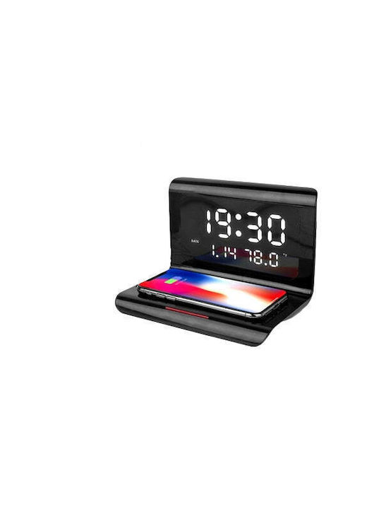 Ceas De Masă Digital Led Cu Ceas Deșteptător Și Încărcare Wireless Alb