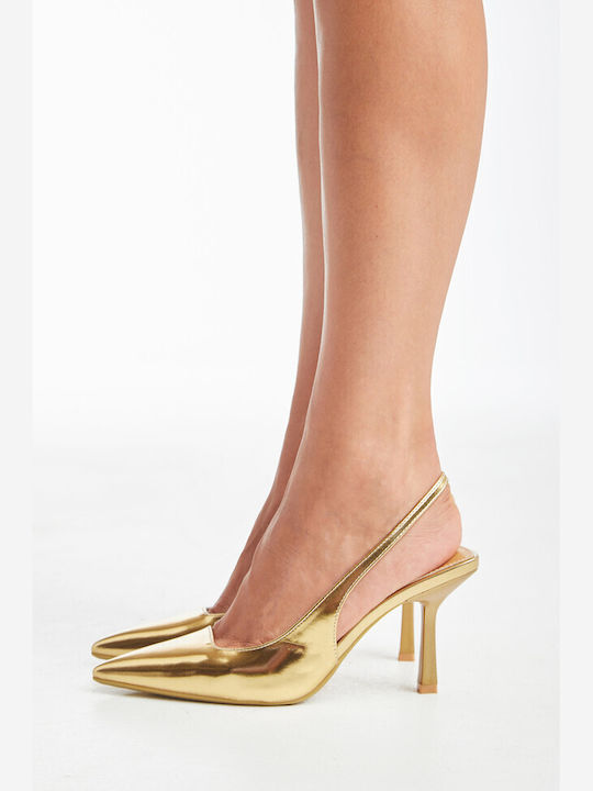 Luigi Pointed Toe Gold High Heels