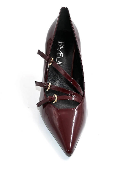 Dallas Spitze Zehe Pumps mit Riemchen Burgundisch