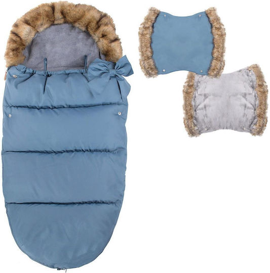 Universal Sac de picioare pentru cărucior Impermeabil Albastru cu căptușeală Fleece 90x45εκ.