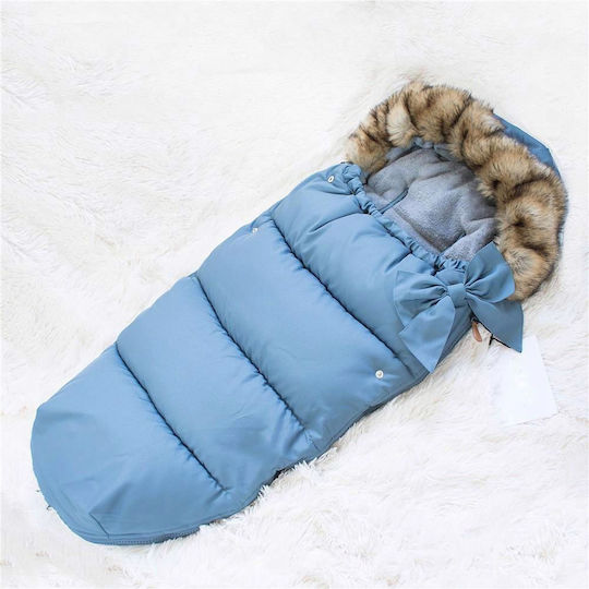 Universal Sac de picioare pentru cărucior Impermeabil Albastru cu căptușeală Fleece 90x45εκ.