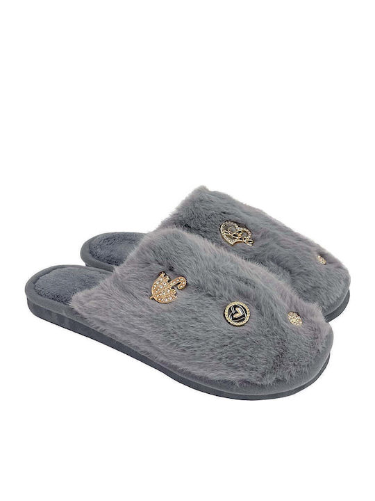 Winter Damen Hausschuhe mit Fell Braun