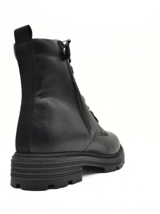 Leder Stiefeletten Damen Schwarz