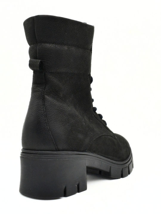 Leder Stiefeletten Damen Schwarz