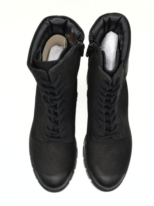 Leder Stiefeletten Damen Schwarz