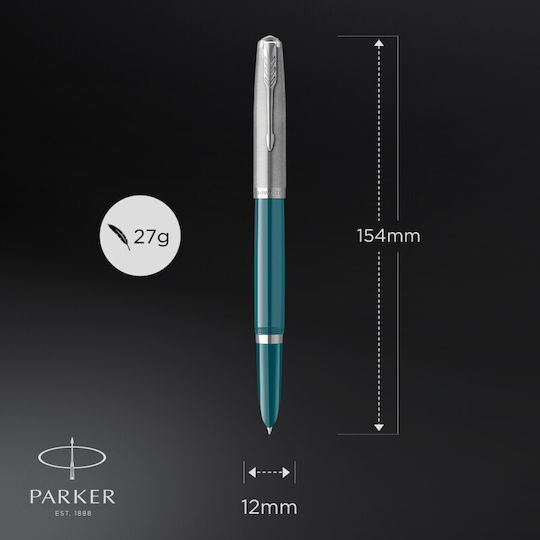 Parker Writing Pen Fine Blue made of Steel with Blue Ink