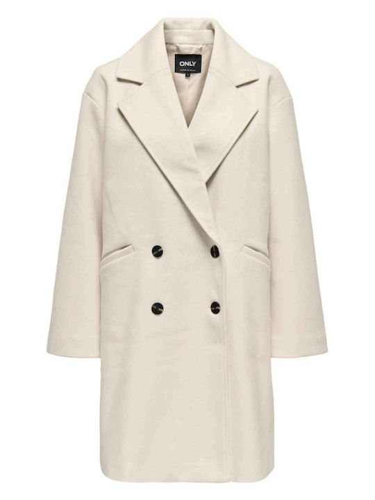 Only Women's Coat with Buttons Moonbeam, Ecru