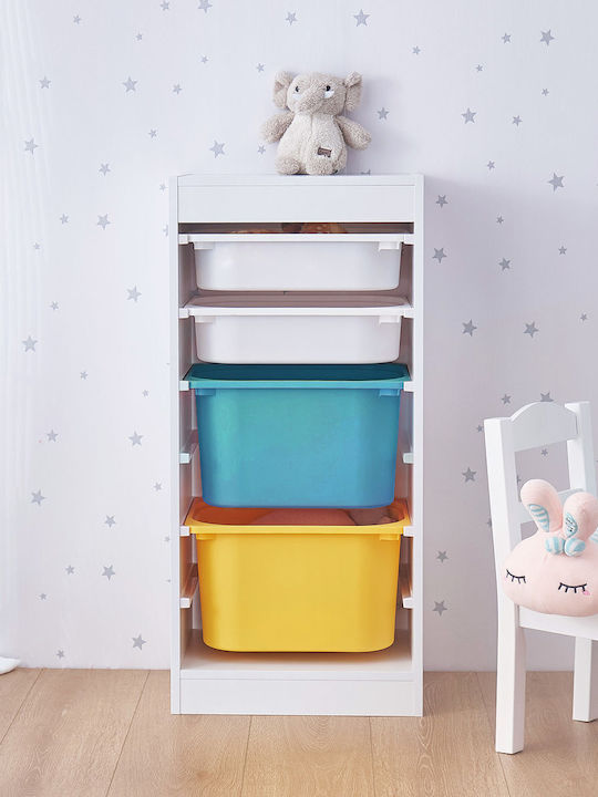 Система за съхранение на играчки Бял 40.8x30x90.3см 1бр