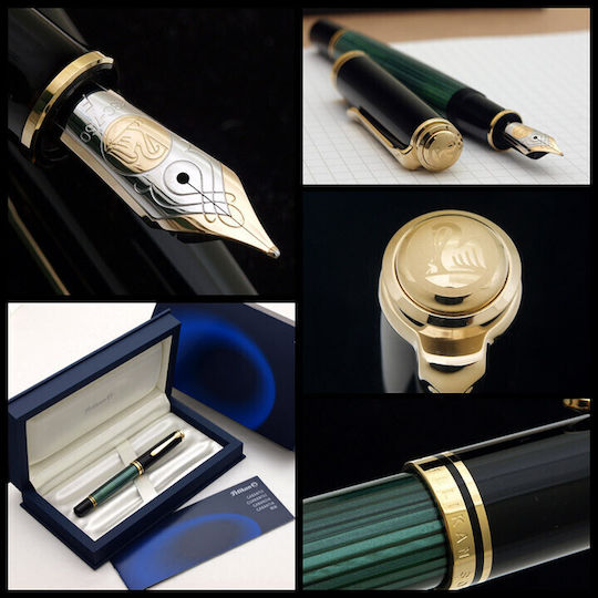 Pelikan Souveran M800 Stilou Fine Verde Cu Cerneală Roșie