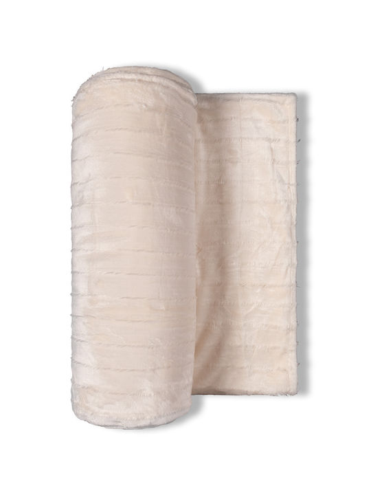 Silk Fashion Κουβέρτα Fleece Υπέρδιπλη 220x240εκ. Ivory