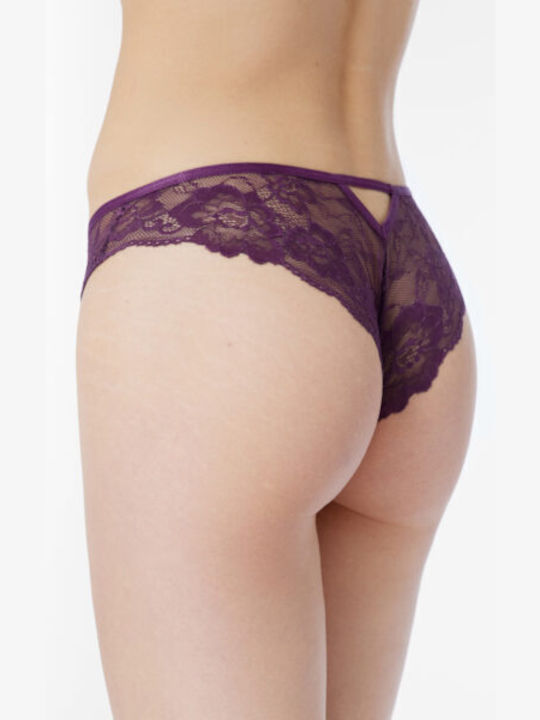 Minerva Cotton Women's Brazil with Lace Purple