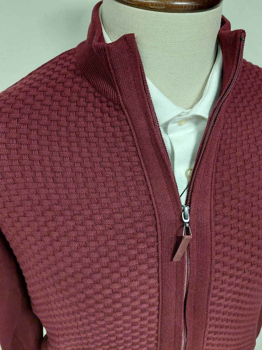Cardigan Tricotat pentru Bărbați Burgundy