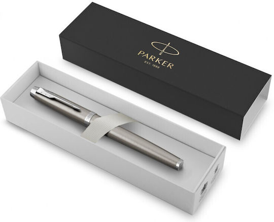 Parker Essential Stainless Fountain Pen Fine Grey Steel with Black Ink