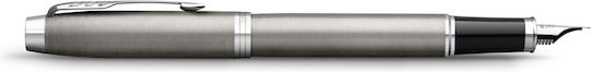 Parker Essential Stainless Fountain Pen Fine Grey Steel with Black Ink