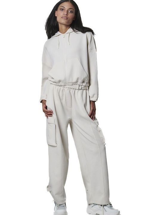 Women's Cardigan with Zipper Ecru