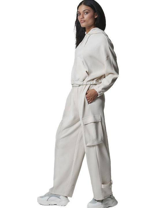 Women's Cardigan with Zipper Ecru
