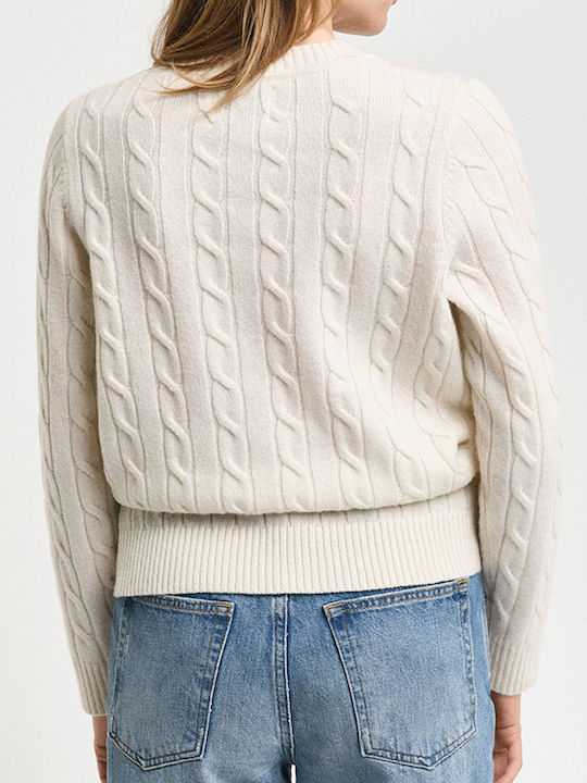 Women's Long Sleeve Sweater Woolen Ecru