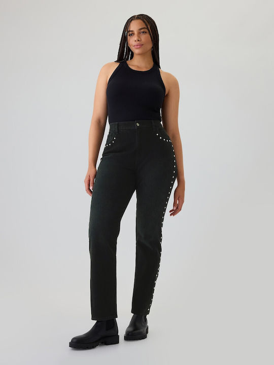 '90s Hoch tailliert Damenjeans in Gerader Linie Black