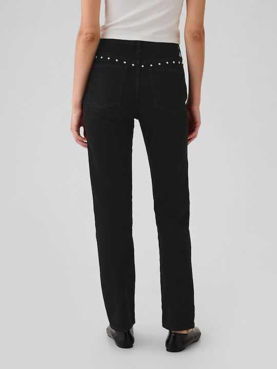 '90s Hoch tailliert Damenjeans in Gerader Linie Black