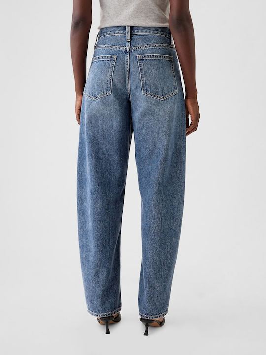 Hoch tailliert Damenjeans in Konischer Linie Medium Indigo