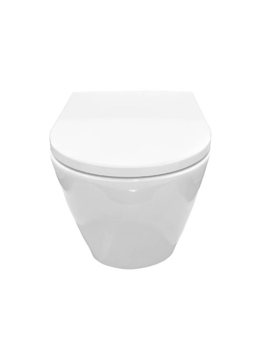 Rak Ceramics Resort Λεκάνη Κρεμαστή Rimless με Καζανάκι με Κάλυμμα Duroplast Soft Close Λευκή