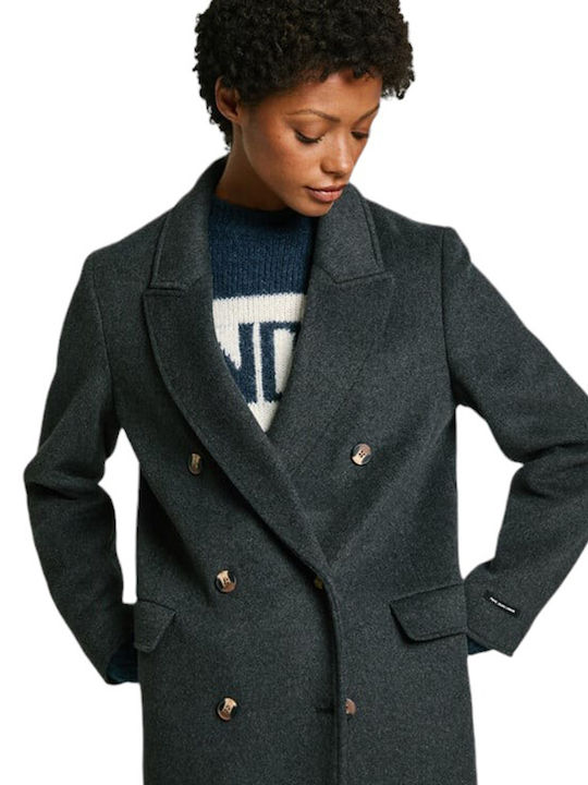 Beth Women's Gray Coat with Buttons