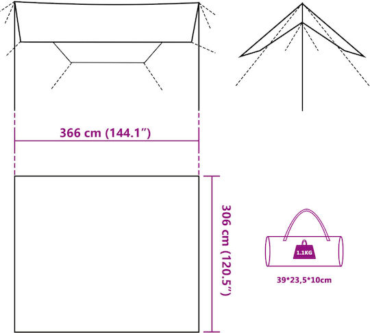 vidaXL Floor for Camping Tent 366x306cm